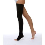 Чулок компрессионный кругловязаный, р. 3 ЧККВ ЦК до бедра 3 класс компрессии с открытым мыском черный