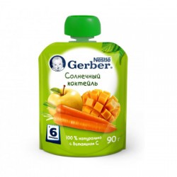 Пюре, Gerber (Гербер) 90 г солнечный коктейль