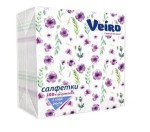 Салфетки бумажные, Veiro (Вейро) р. 24смх24см 50 шт арт. 24Р1/50 столовые однослойные Анютины глазки