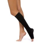 Чулок компрессионный кругловязаный, р. 2 ЧККВ ЦК до колена 2 класс компрессии с открытым мыском черный