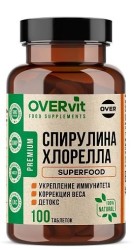 Спирулина + Хлорелла прессованная в таблетках табл. 100 шт. OVERvit