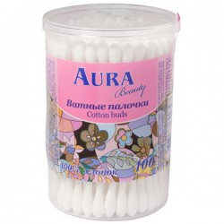 Ватные палочки Aura стакан 100 шт.