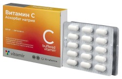Витамин C аскорбат натрия 500 мг Vitamir БАД к пище 30 шт. табл. 500 мг / 1000 мг
