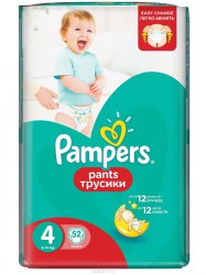 Подгузники-трусики 52 шт. Pampers пэнтс макси для мальчиков и девочек джамбо 9-14 кг